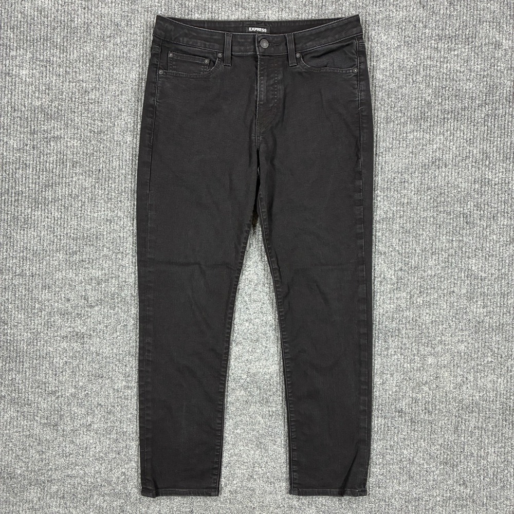 Express Hyper Stretch Skinny Jeans Mens Size 32x30 Black Denim Slim Fit Mid Rise
